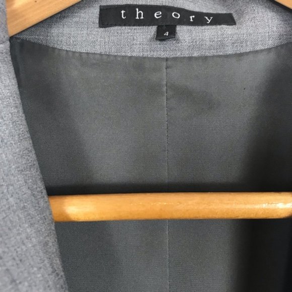 Theory Blue Gray Wool Blend Blazer Size 4 - Picture 2 of 7